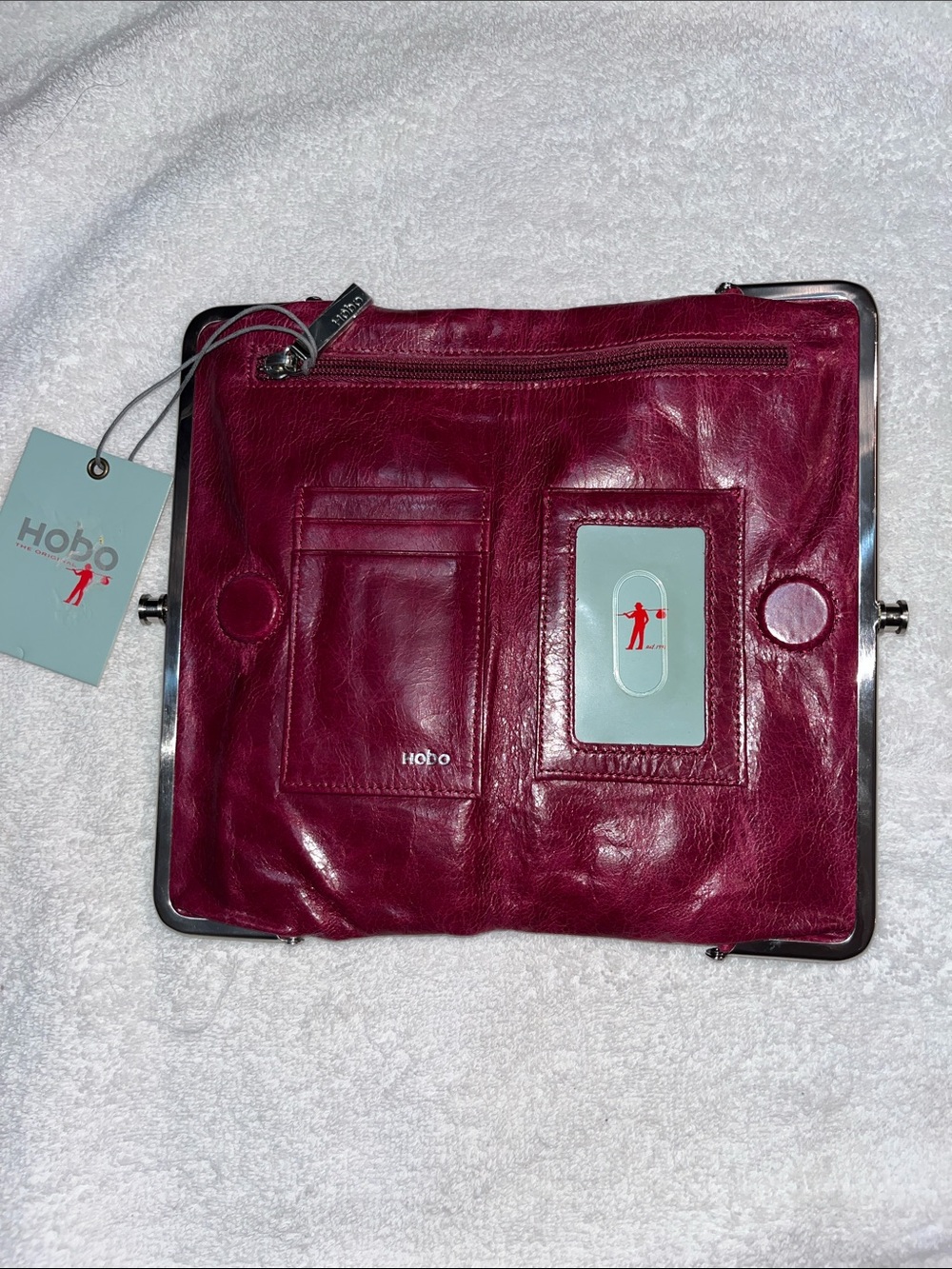 HOBO wDeep Burgundy Leather Frame Wallet (New Tag) Genuine HOBO leather wallet i